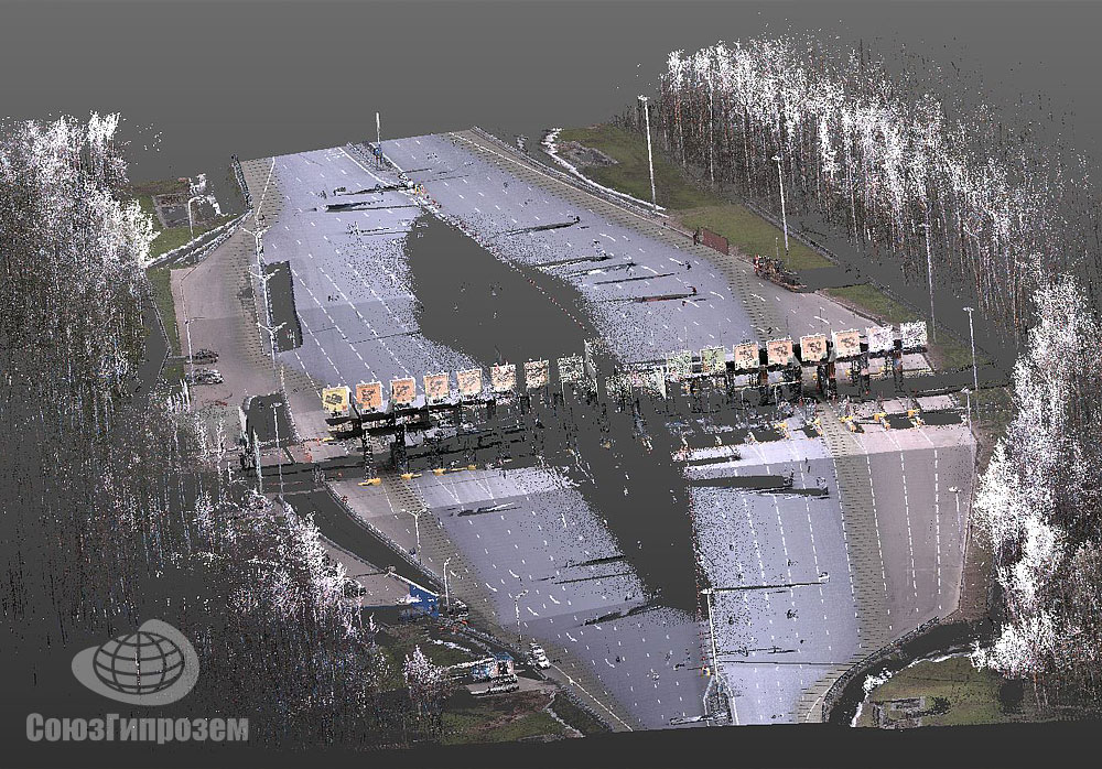 Облако точек лазерного сканирования пункта оплаты на Минском шоссе