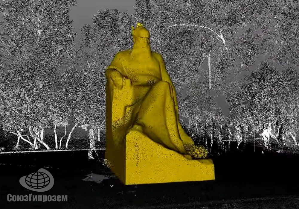 Построенная по облаку точек лазерного сканирования 3D модель памятника Л.Толстому