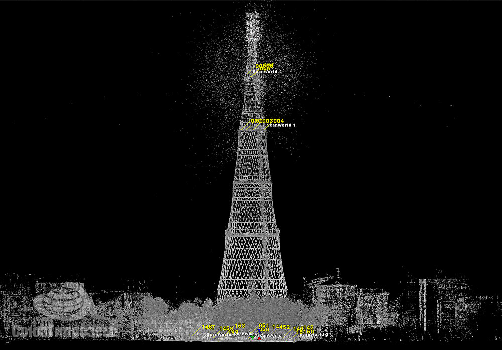 Облако точек лазерного сканирования Шуховской башни в Москве