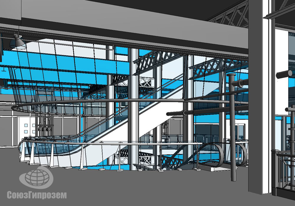 Полигональная 3D модель помещения торгового центра, созданная по данным съёмки