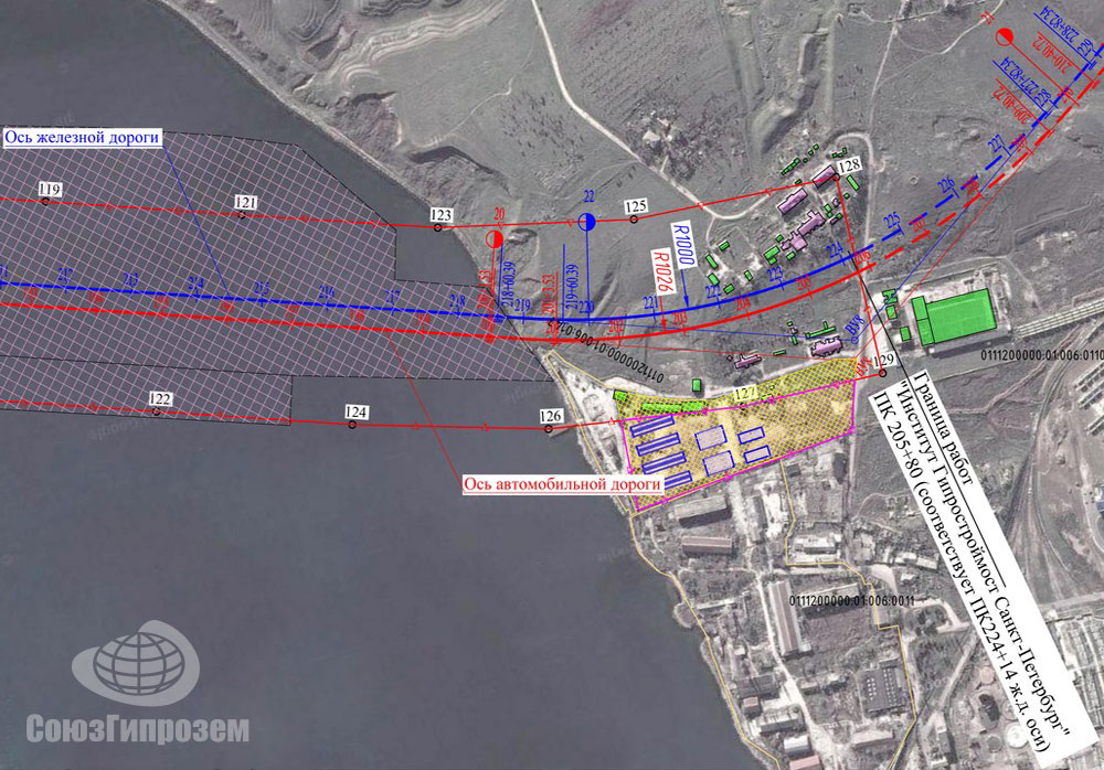 Схема трассы и землеотводов Керченского моста