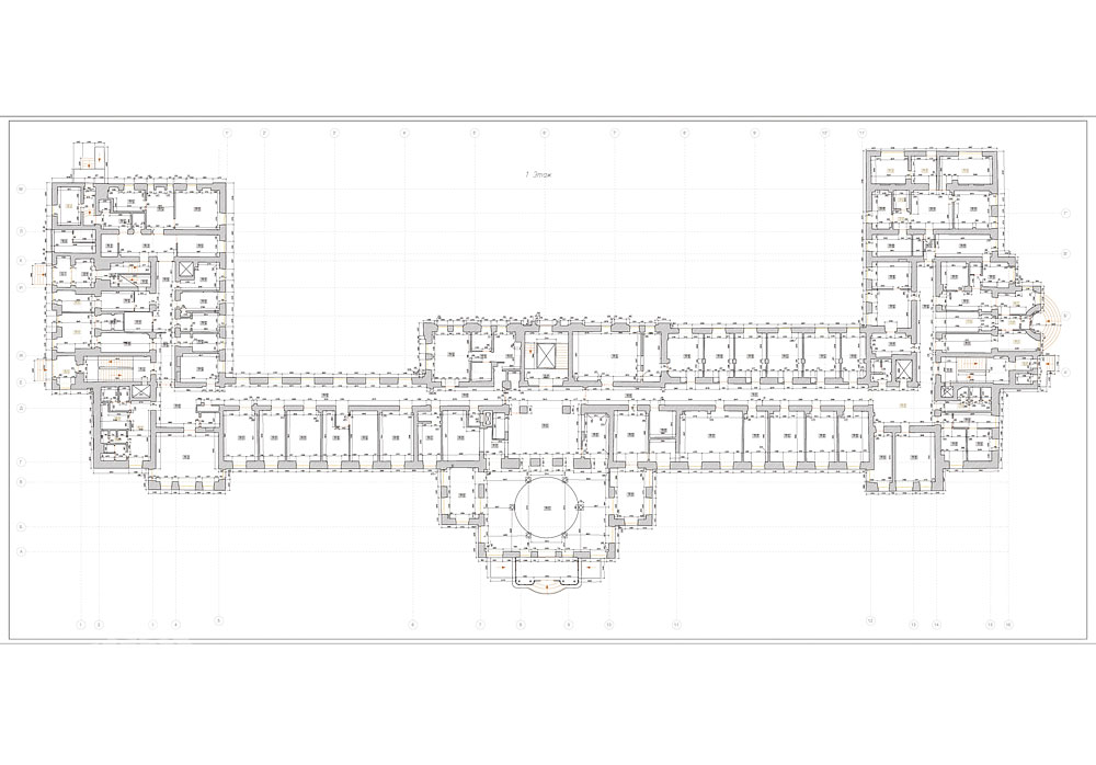 Поэтажный план здания, построенный по данным 3D сканирования