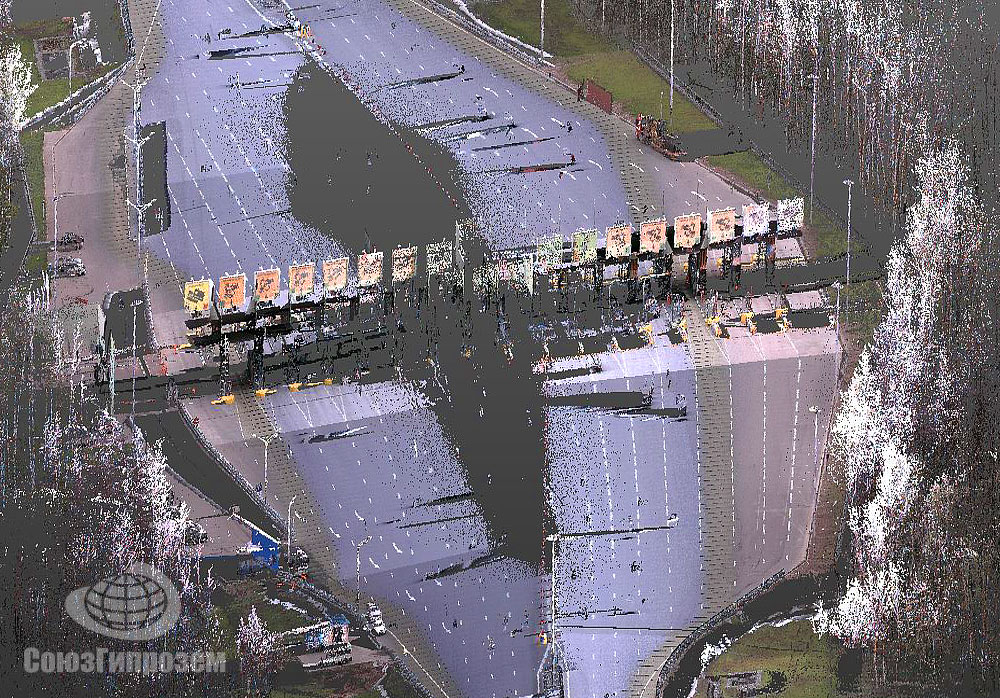 Облако точек лазерного сканирования пункта оплаты на Минском шоссе (М-1)