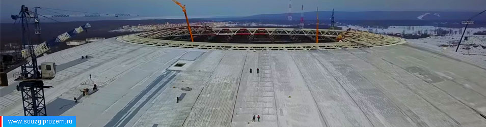 Крыша стадиона «Самара Арена» во время лазерного сканирования