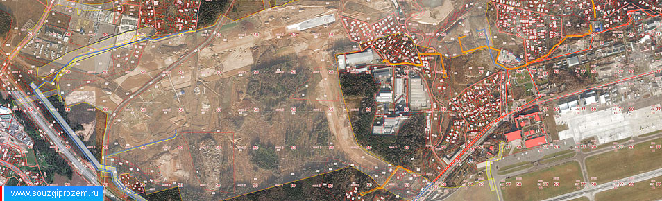Фрагмент схемы размещения земельных участков, необходимых для строительства комплекса новой взлётно-посадочной полосы (ВПП 3) международного аэропорта Шереметьево